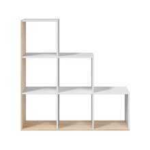Stufenregal >Step< in Kanda-Eiche / Artik-Weiß - 108x110x28 (BxHxT)