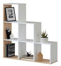 Stufenregal >Step< in Kanda-Eiche / Artik-Weiß - 108x110x28 (BxHxT)