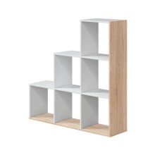 Stufenregal >Step< in Kanda-Eiche / Artik-Weiß - 108x110x28 (BxHxT)