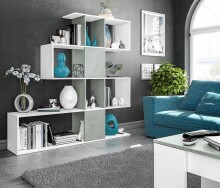 Raumteiler >Zig Zag< in Artik-Weiß / Beton Grau - 145x145x28 (BxHxT)