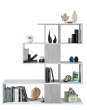 Raumteiler >Zig Zag< in Artik-Weiß / Beton Grau - 145x145x28 (BxHxT)