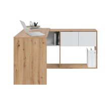 Schreibtisch >Duo< in Nodi-Eiche / Artik-Weiß - 108x140x70 (BxHxT)