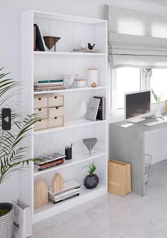 Bücherregal >Estil< in Artik-Weiß - 80x201x28 (BxHxT)