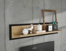 Wandregal >TRONDHEIM< in Artisan Eiche / Schwarz...