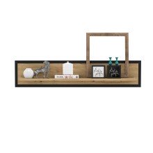 Wandregal >TRONDHEIM< in Artisan Eiche / Schwarz Eiche  - 140x29,6x23,4 (BxHxT)