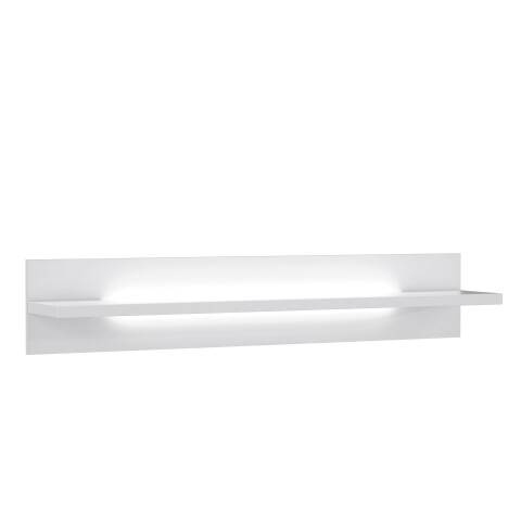 Wandregal >L-LIGHT< in Weiss / Weiss Glanz  - 140x25,6x24,3cm (BxHxT)