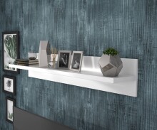 Wandregal >L-LIGHT< in Weiss / Weiss Glanz  - 140x25,6x24,3cm (BxHxT)