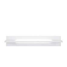 Wandregal >L-LIGHT< in Weiss / Weiss Glanz  - 140x25,6x24,3cm (BxHxT)