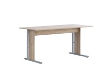 Schreibtisch >MINDI< in Bianco Eiche Dekor- 150x72x70cm (BxHxT)