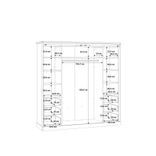 Kleiderschrank >KASZIMIRO< in EicheDekor/schwarz mit Glas - 203,2x208,4x61cm (BxHxT)