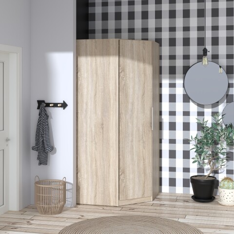 Eckkleiderschrank >CADIXO< in Sonoma Eiche - 94,2x212,9x94,2cm (BxHxT)