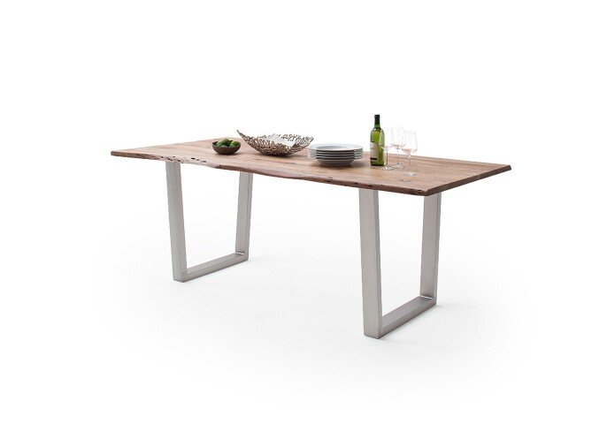 Baumkantentisch >Calabria< in Akazie natur lackiert - 180x77,5x100 (BxHxT)