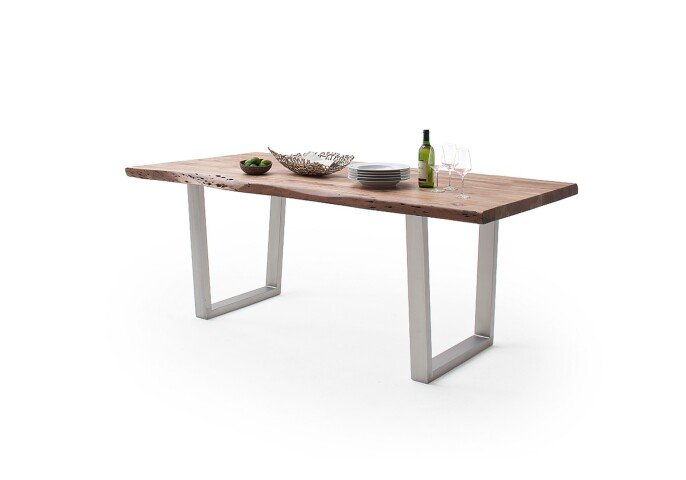 Baumkantentisch >Calabria< in Akazie natur lackiert - 220x79,5x100 (BxHxT)