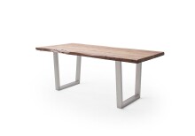 Baumkantentisch >Calabria< in Akazie natur lackiert - 220x79,5x100 (BxHxT)