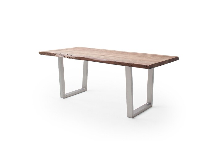 Baumkantentisch >Calabria< in Akazie natur lackiert - 240x79,5x100 (BxHxT)