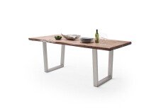 Baumkantentisch >Calabria< in Akazie natur lackiert - 240x79,5x100 (BxHxT)