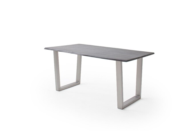 Baumkantentisch >Calabria< in Akazie grau lackiert - 180x76,5x90 (BxHxT)