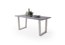 Baumkantentisch >Calabria< in Akazie grau lackiert - 180x76,5x90 (BxHxT)