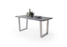 Baumkantentisch >Calabria< in Akazie grau lackiert - 180x77,5x100 (BxHxT)