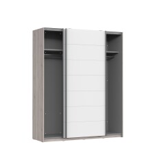 Schiebetürenschrank >RONDINO< in Sandeiche / Weiss Glanz - 170,3x209,7x61,2cm B/H/T