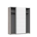 Schiebetürenschrank >RONDINO< in Sandeiche / Weiss Glanz - 170,3x209,7x61,2cm B/H/T