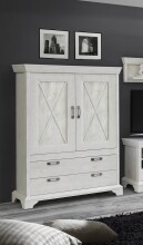 Stauraumschrank >Kashmir< in Pinie Weiss - 123x162,3x48,2cm (BxHxT)