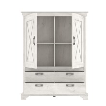 Stauraumschrank >Kashmir< in Pinie Weiss - 123x162,3x48,2cm (BxHxT)