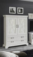 Stauraumschrank >Kashmir< in Pinie Weiss - 123x162,3x48,2cm (BxHxT)