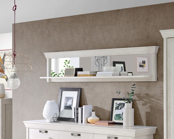 Wandregal >Kashmir< in Pinie Weiss - 177,7x43,5x24,5cm (BxHxT)