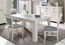 Esstisch >Kashmir< ausziehbar bis 205cm, in Pinie Weiss - 160(205)x75x90cm (BxHxT)