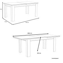 Esstisch >Kashmir< ausziehbar bis 205cm, in Pinie Weiss - 160(205)x75x90cm (BxHxT)