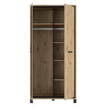 Kleiderschrank >TRONDHEIM< in Artisan Eiche / Schwarz Eiche - 99,1x209x60,3cm B/H/T