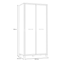 Kleiderschrank >TRONDHEIM< in Artisan Eiche / Schwarz Eiche - 99,1x209x60,3cm B/H/T