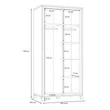 Kleiderschrank >TRONDHEIM< in Artisan Eiche / Schwarz Eiche - 99,1x209x60,3cm B/H/T