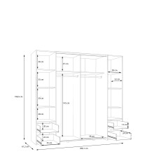 Kleiderschrank >KAPAZA< in Weiss / Artisan Eiche  - 200,1x190,5x61,2cm (BxHxT)