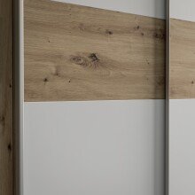Kleiderschrank >KAPAZA< in Weiss / Artisan Eiche  - 200,1x190,5x61,2cm (BxHxT)