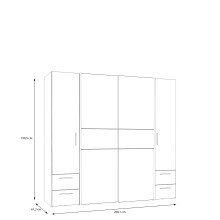 Kleiderschrank >KAPAZA< in Weiss / Artisan Eiche  - 200,1x190,5x61,2cm (BxHxT)