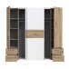 Kleiderschrank >KAPAZA< in Weiss / Artisan Eiche  - 200,1x190,5x61,2cm (BxHxT)