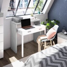 Konsolentisch >Consola< in Artik-Weiß/Beton-Grau - 99x88x36 (BxHxT)