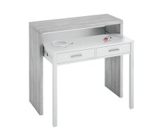Konsolentisch >Consola< in Artik-Weiß/Beton-Grau - 99x88x36 (BxHxT)