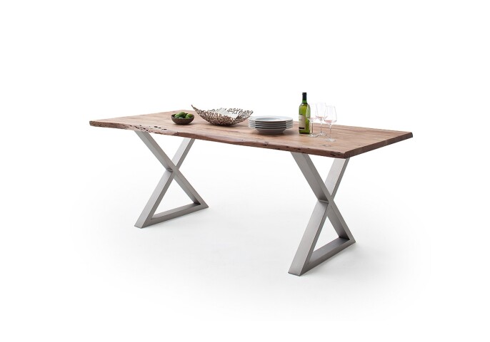 Baumkantentisch >Calabria< in Akazie natur lackiert - 180x77,5x100 (BxHxT)