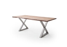 Baumkantentisch >Calabria< in Akazie natur lackiert - 200x77,5x100 (BxHxT)