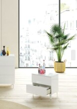 Nachtkommode >Loft< in weiß glänzend -...