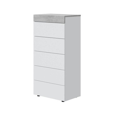 Hochkommode >Tekkan< in Artik-Weiß/Beton-Grau - 61x118x40 (BxHxT)