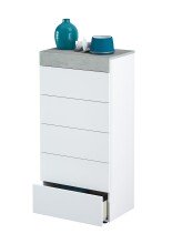 Hochkommode >Tekkan< in Artik-Weiß/Beton-Grau - 61x118x40 (BxHxT)