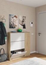 Schuhschrank >Class< in Kanada-Eiche/Weiß - 106x115x22 (BxHxT)