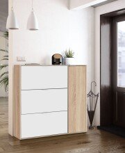 Schuhschrank >Class< in Kanada-Eiche/Weiß - 106x115x22 (BxHxT)