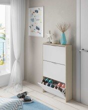 Schuhkipper >Shoe cabinet< in Eiche/Weiß...
