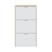 Schuhkipper >Shoe cabinet< in Eiche/Weiß Hochglanz - 60x113x22 (BxHxT)