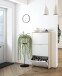 Schuhkipper >Shoe cabinet< in Eiche/Weiß Hochglanz - 60x113x22 (BxHxT)